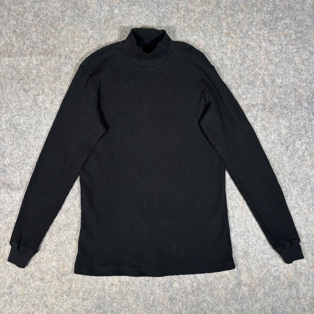 Addict Clothes Japan Thermal Waffle Knit Mock Neck Moto Shirt Mens 42 Black ACVM